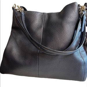 COACH Handbag Large Eddie Triple Navy Blue Soft Pebble Leather